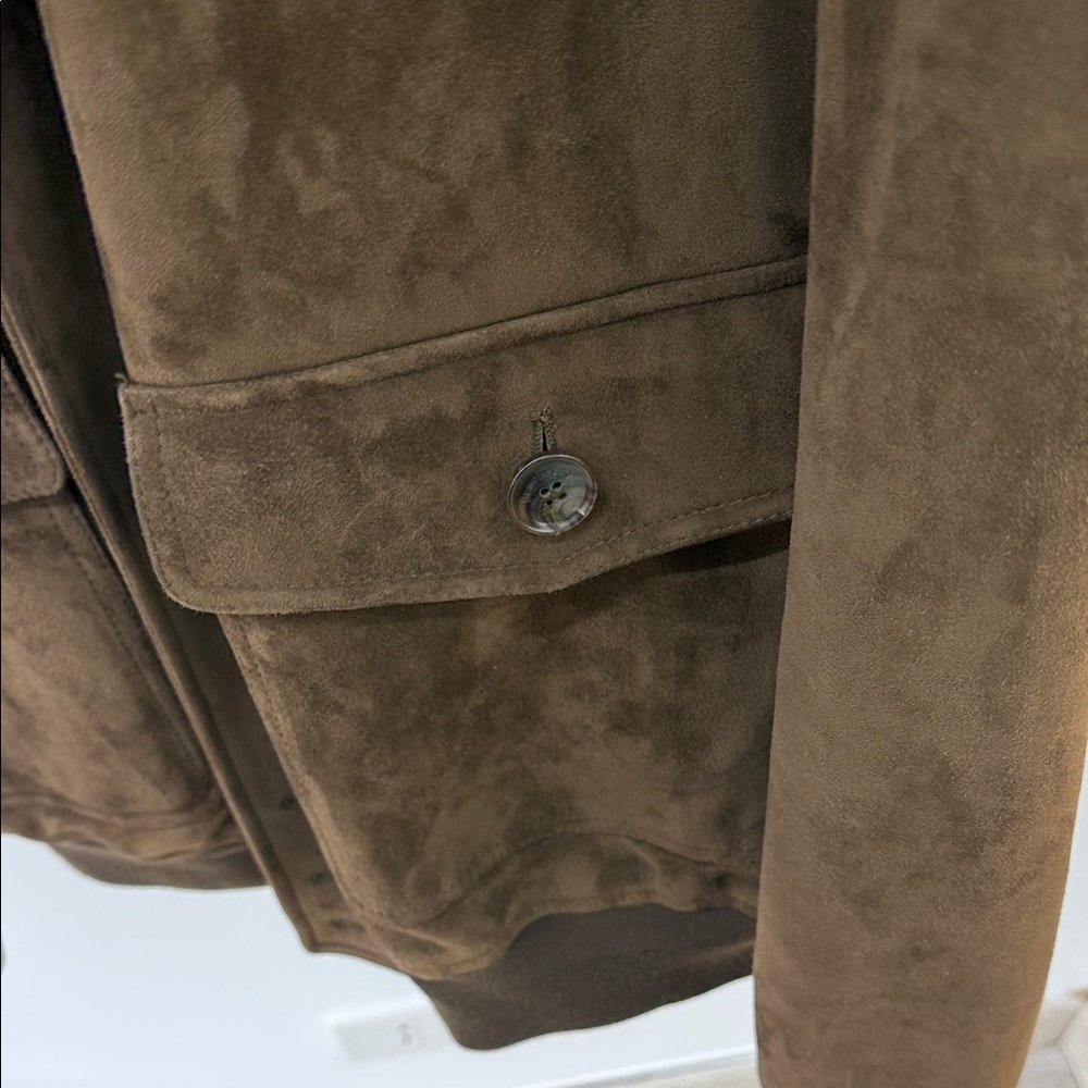 Ermenegildo Zegna Chocolate Suede Bomber Jacket - Picture 3 of 7